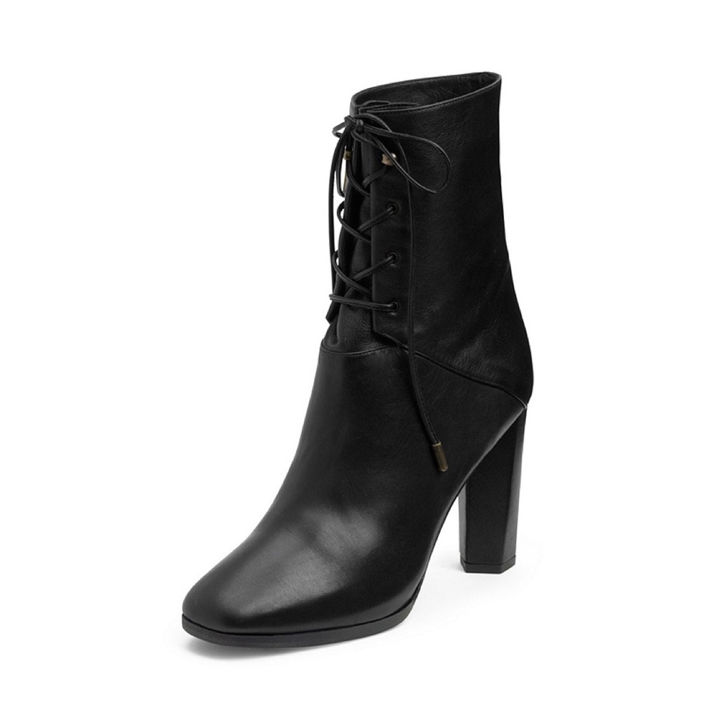 Diane von Furstenberg DVF Leather Paden Lace Up Bootie Heel